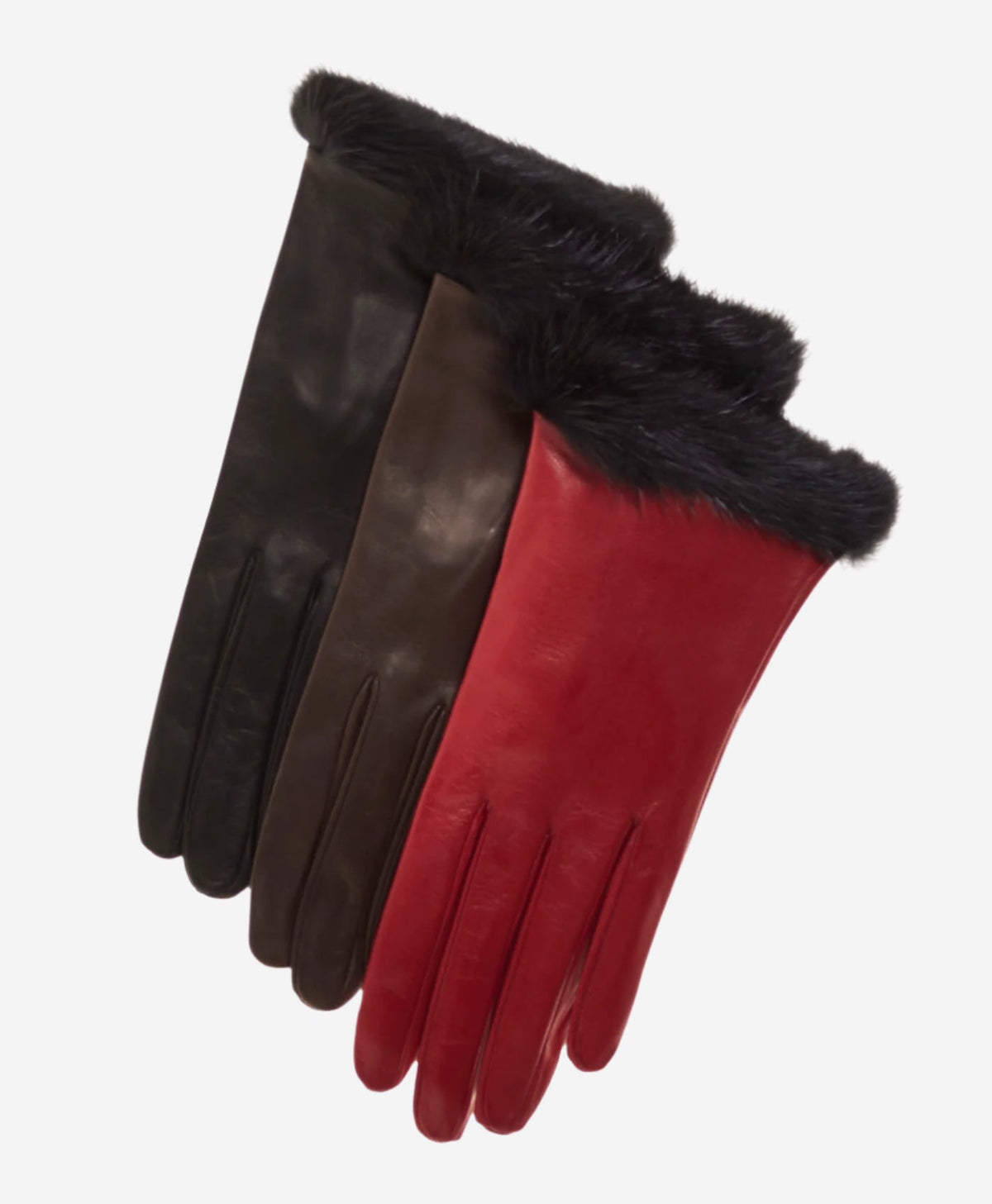 CS4616 (darkbrown) - Women's Italian Silk Lined Leather Gloves with Mink Cuff — photo 2 of 7