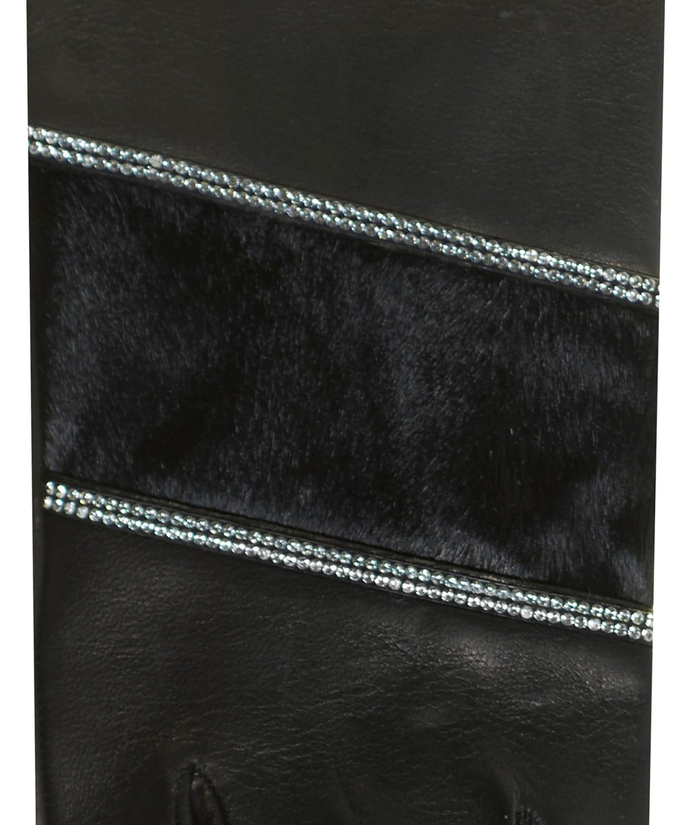 CS4628 (black) - Women's Italian Leather Gloves with Italian Silk lining and Swarovski Crystal Trim — photo 3 of 9