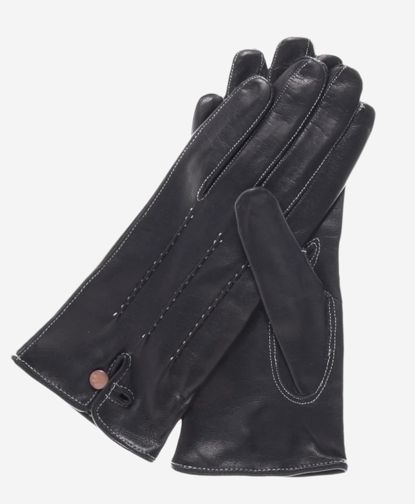 CS4801 (black) - Women's Italian Silk Lined Leather Gloves with Stitched Accents — photo 1 of 8
