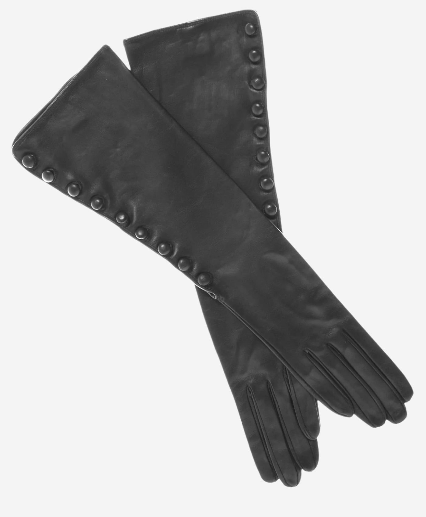 CS4820W8 (black) - Women's Italian silk lined elbow length lambskin leather gloves with buttons — photo 1 of 8
