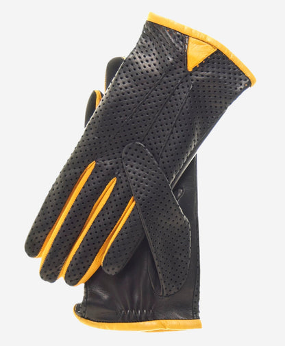 CU4445 (yellow) - Women’s Italian leather ventilated car gloves — photo 1 of 6