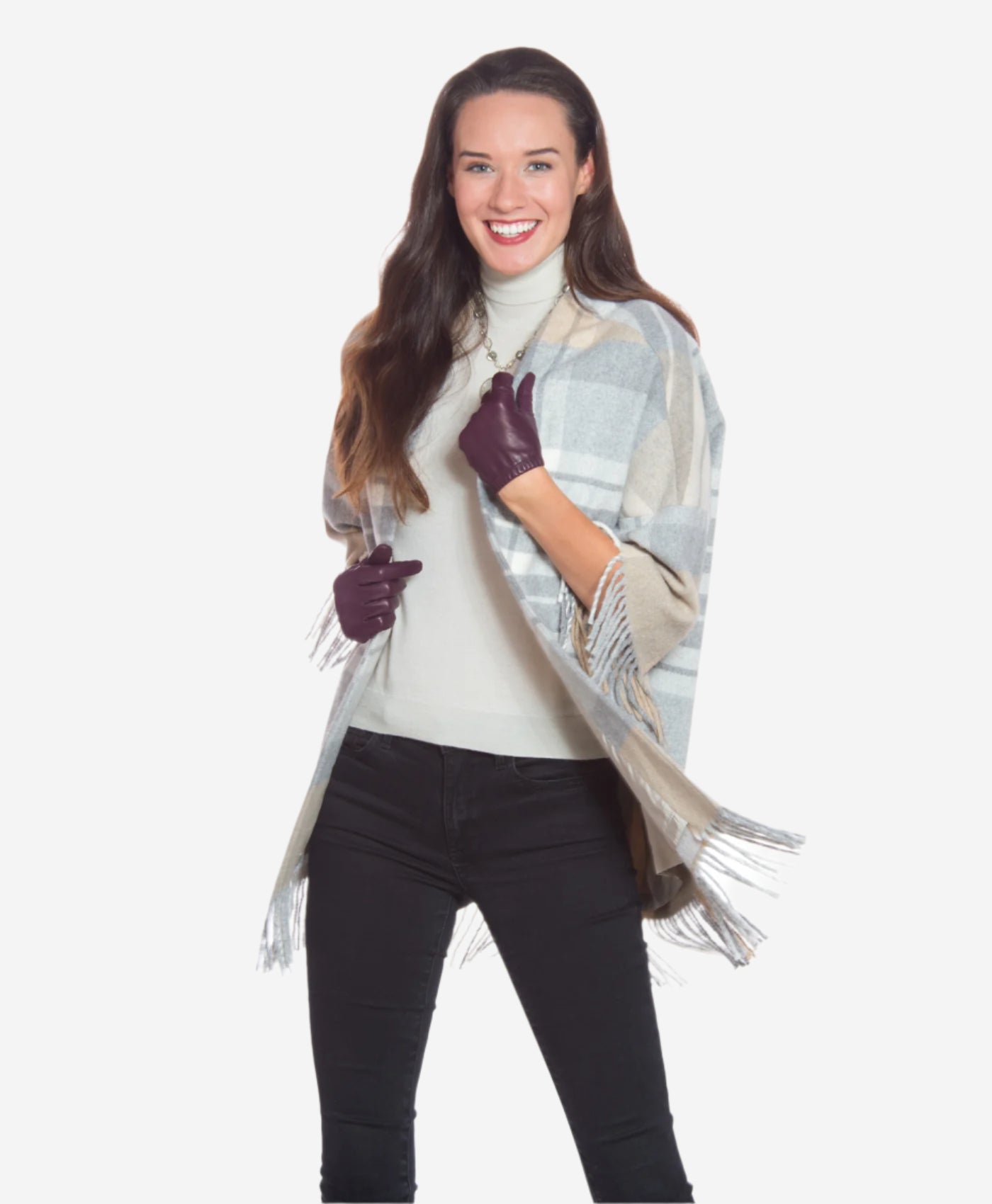 CU4601 (black/grape) - Women's Unlined Italian Fashion Leather Gloves With Short Wrist — photo 2 of 10