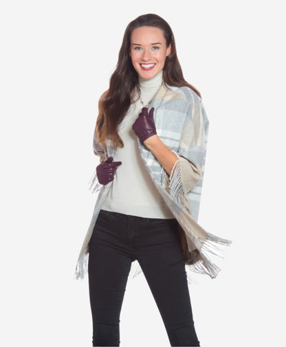 CU4601 (black/grape) - Women's Unlined Italian Fashion Leather Gloves With Short Wrist — photo 2 of 10