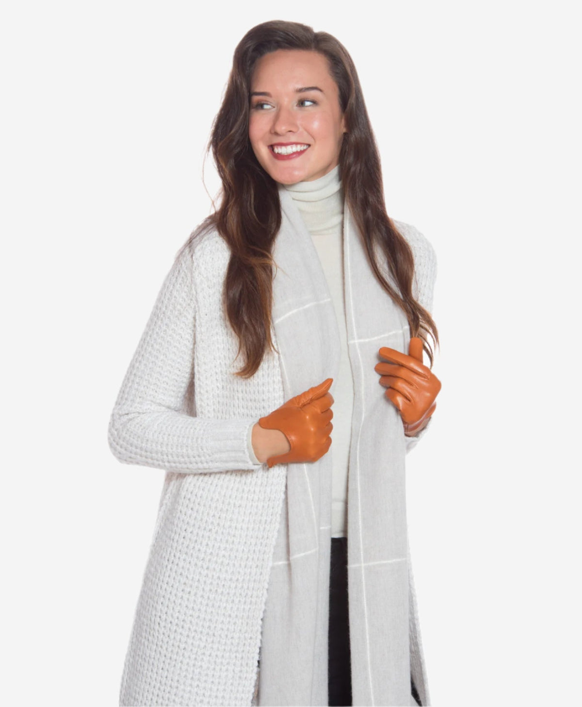 CU4629 (cognac) - Women's Unlined Italian Fashion Leather Gloves With Short Wrist — photo 3 of 9