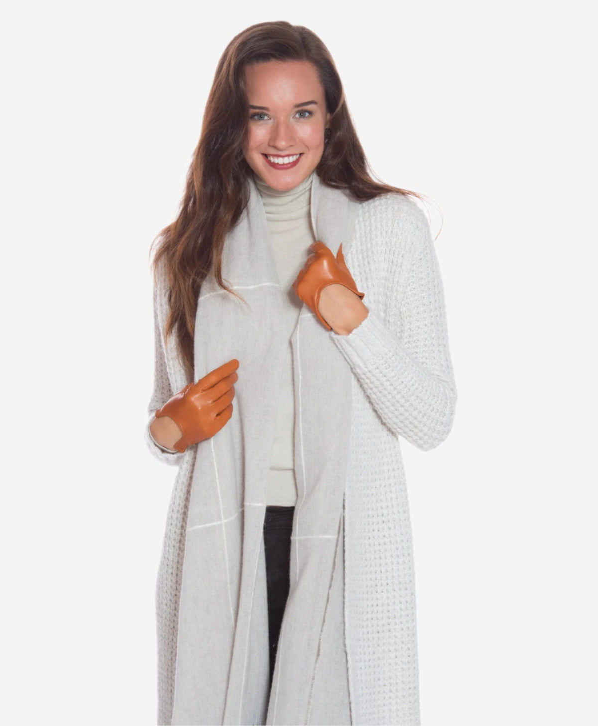 CU4629 (cognac) - Women's Unlined Italian Fashion Leather Gloves With Short Wrist — photo 4 of 9