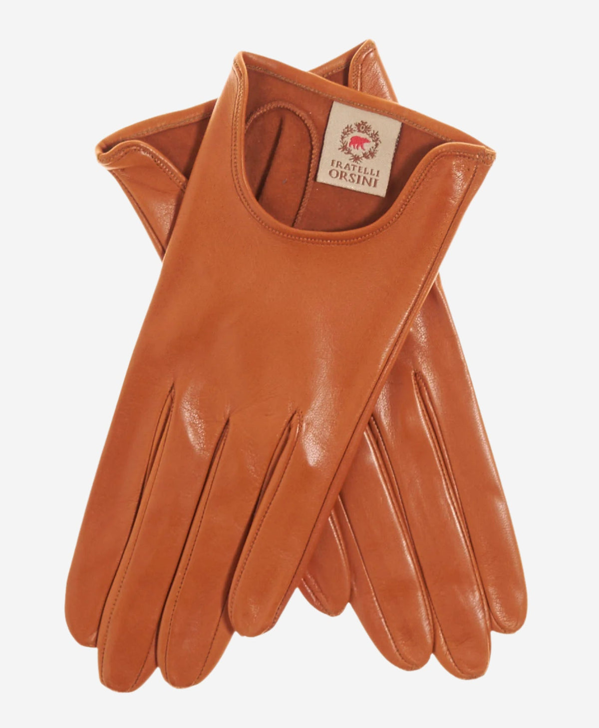 CU4629 (cognac) - Women's Unlined Italian Fashion Leather Gloves With Short Wrist — photo 1 of 9