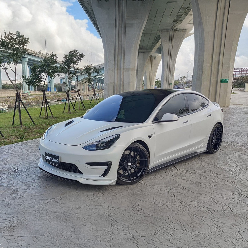 2017-2023 Tesla Model 3 (1st Gen) Sport Style PP/ABS Front Bumper Conversion Kit | CUSTuning — photo 3 of 10