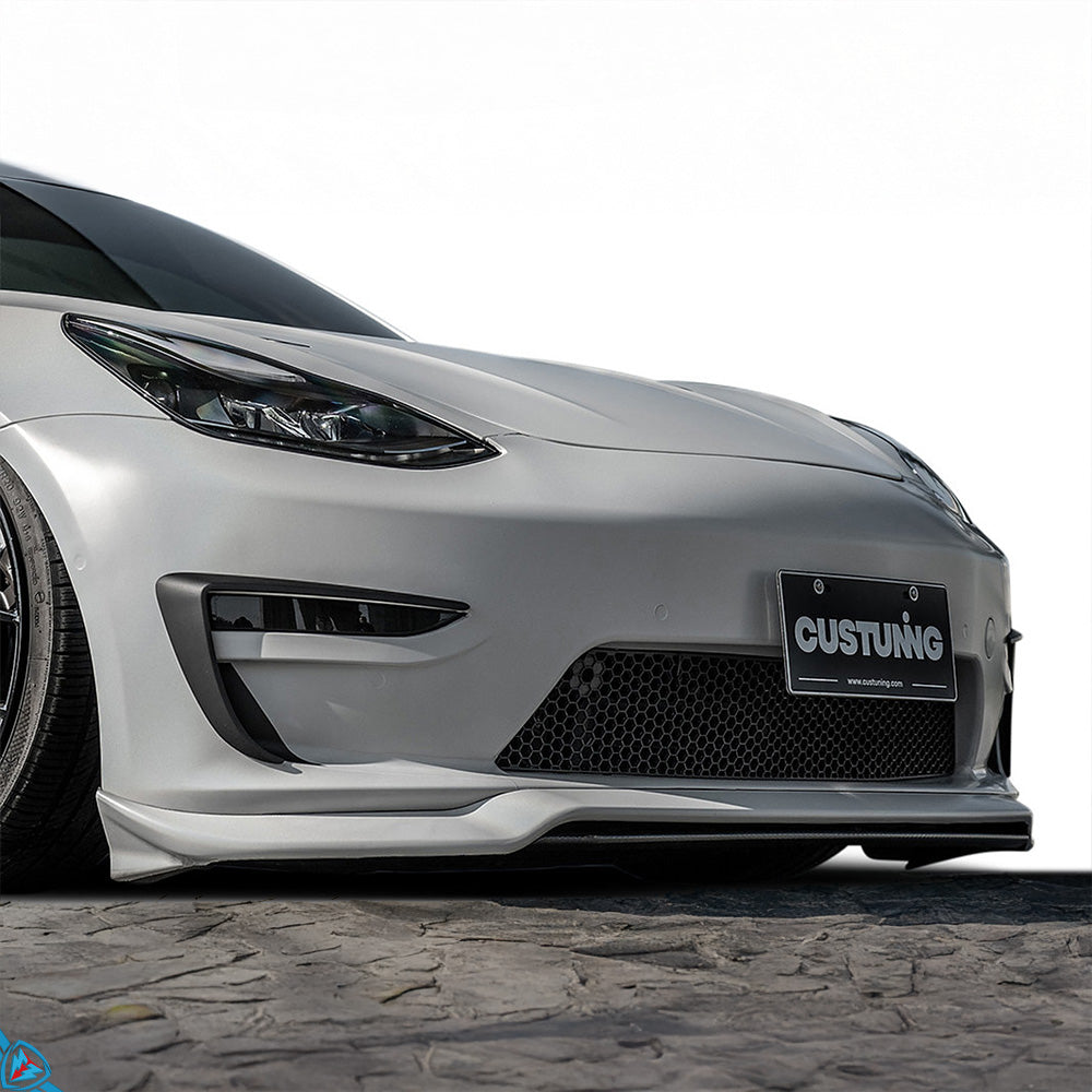 2017-2023 Tesla Model 3 (1st Gen) Sport Style PP/ABS Front Bumper Conversion Kit | CUSTuning — photo 5 of 10