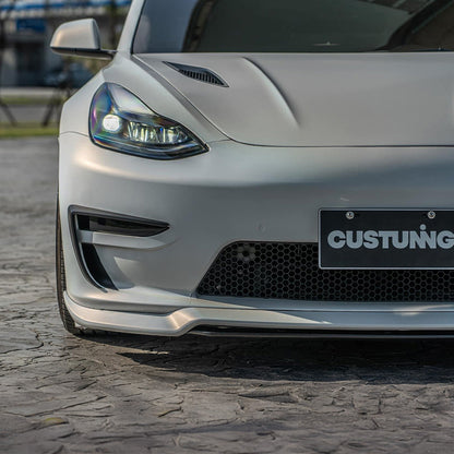 2017-2023 Tesla Model 3 (1st Gen) Sport Style PP/ABS Front Bumper Conversion Kit | CUSTuning — photo 1 of 10