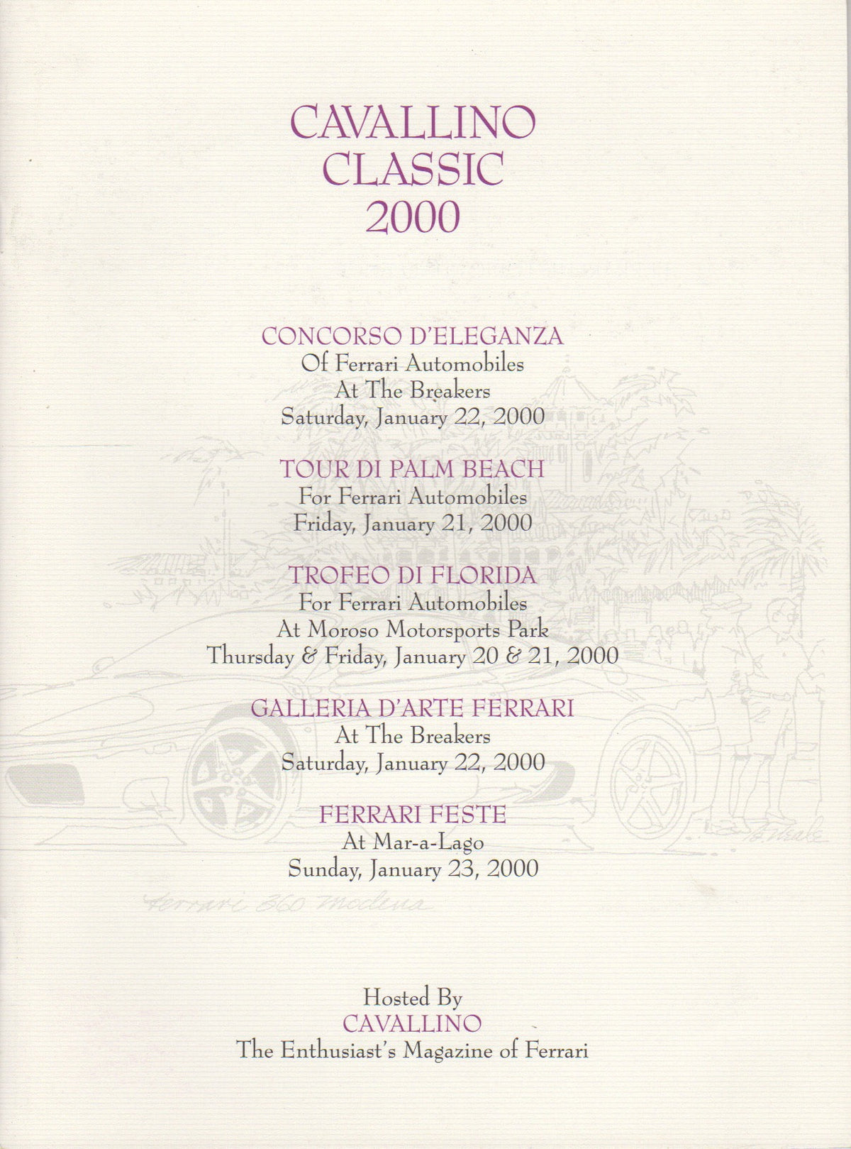 Cavallino Classic 2000 Program