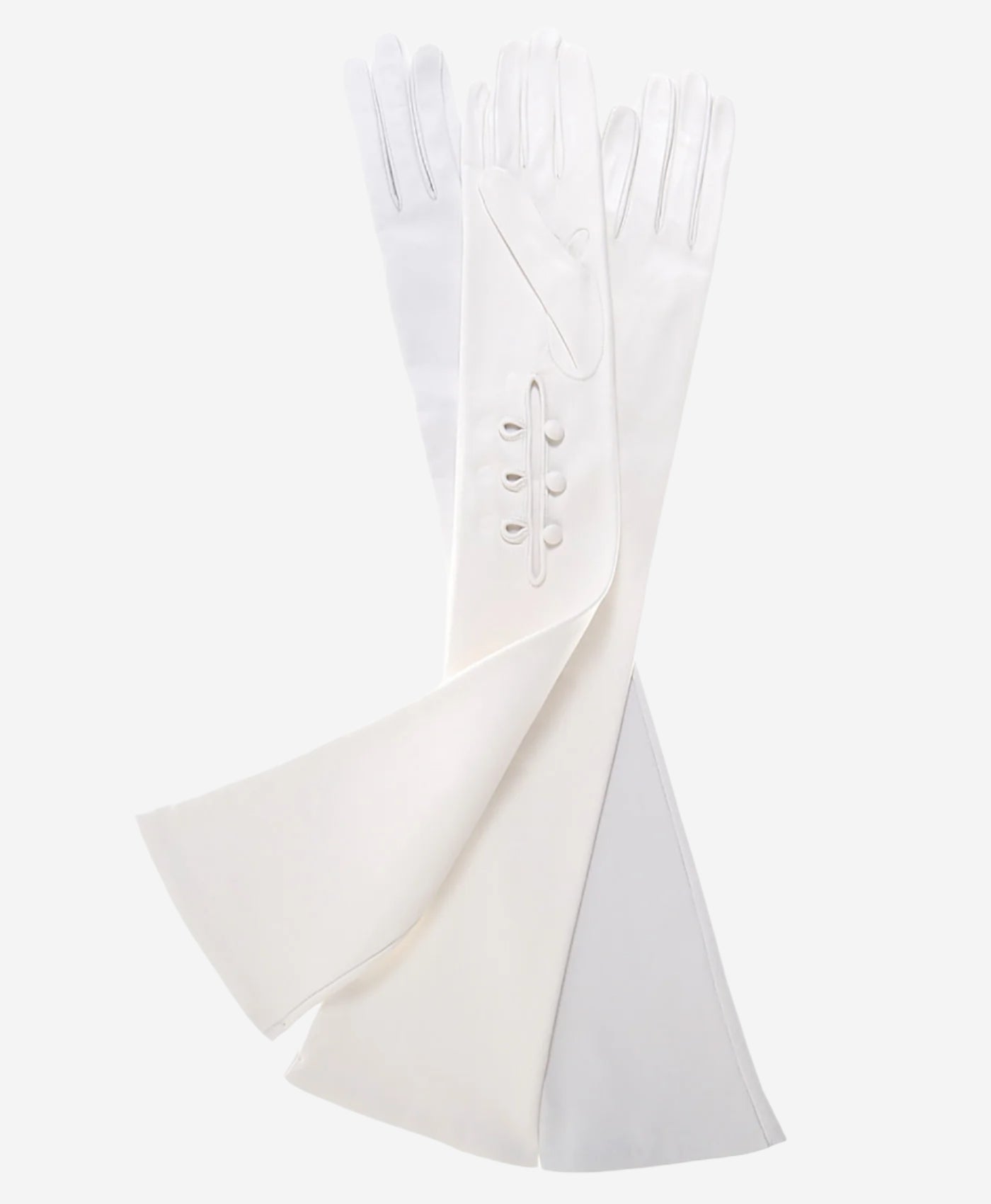 Angelina (ivory) - Italian silk lined 12-button length leather bridal / opera gloves — photo 3 of 10