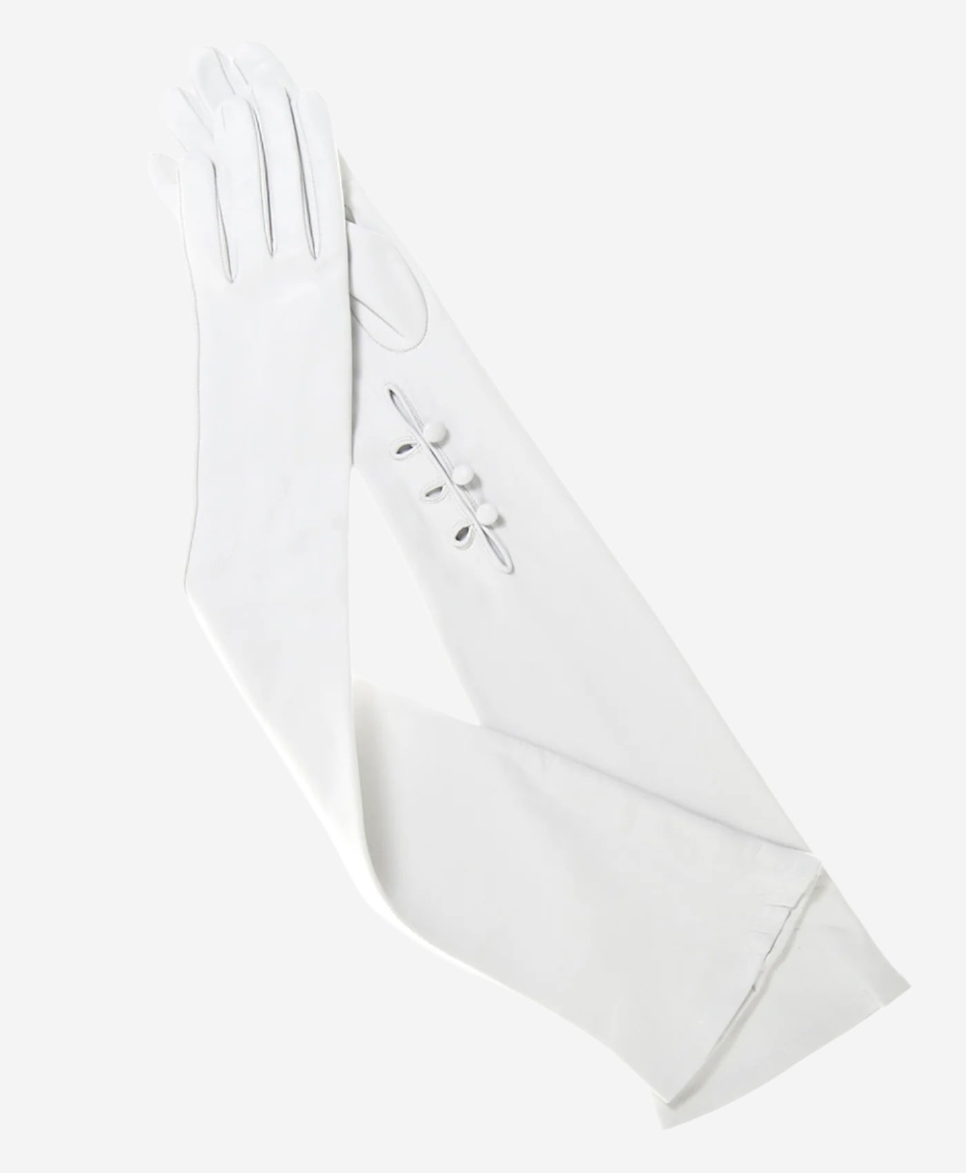 Angelina (ivory) - Italian silk lined 12-button length leather bridal / opera gloves — photo 2 of 10