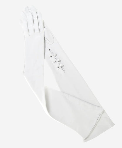 Angelina (ivory) - Italian silk lined 12-button length leather bridal / opera gloves — photo 2 of 10