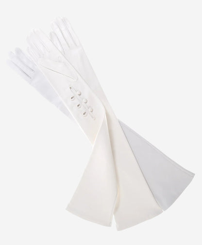 Angelina (ivory) - Italian silk lined 16-button length leather bridal / opera gloves — photo 4 of 10