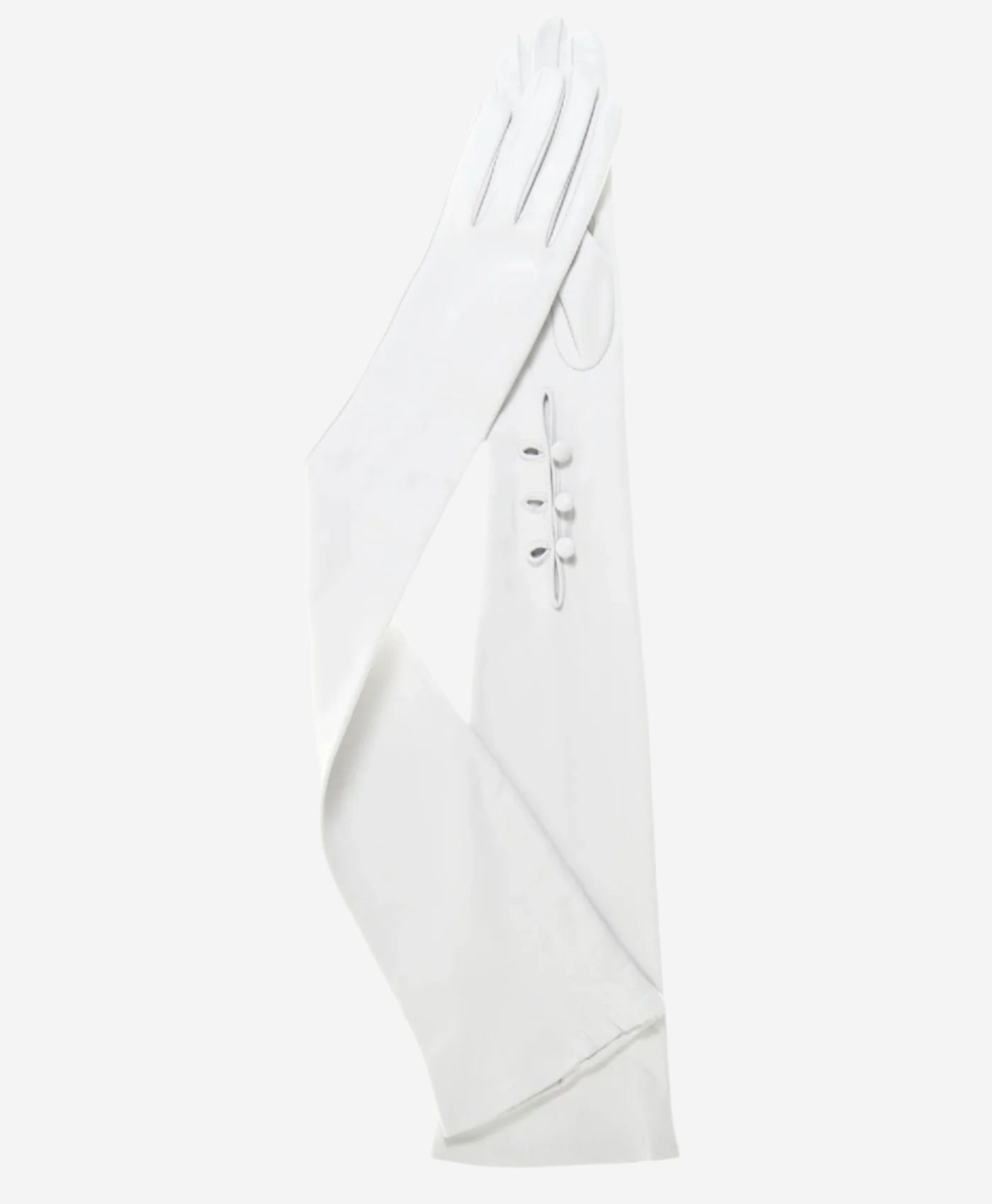 Angelina (ivory) - Italian silk lined 16-button length leather bridal / opera gloves — photo 2 of 10
