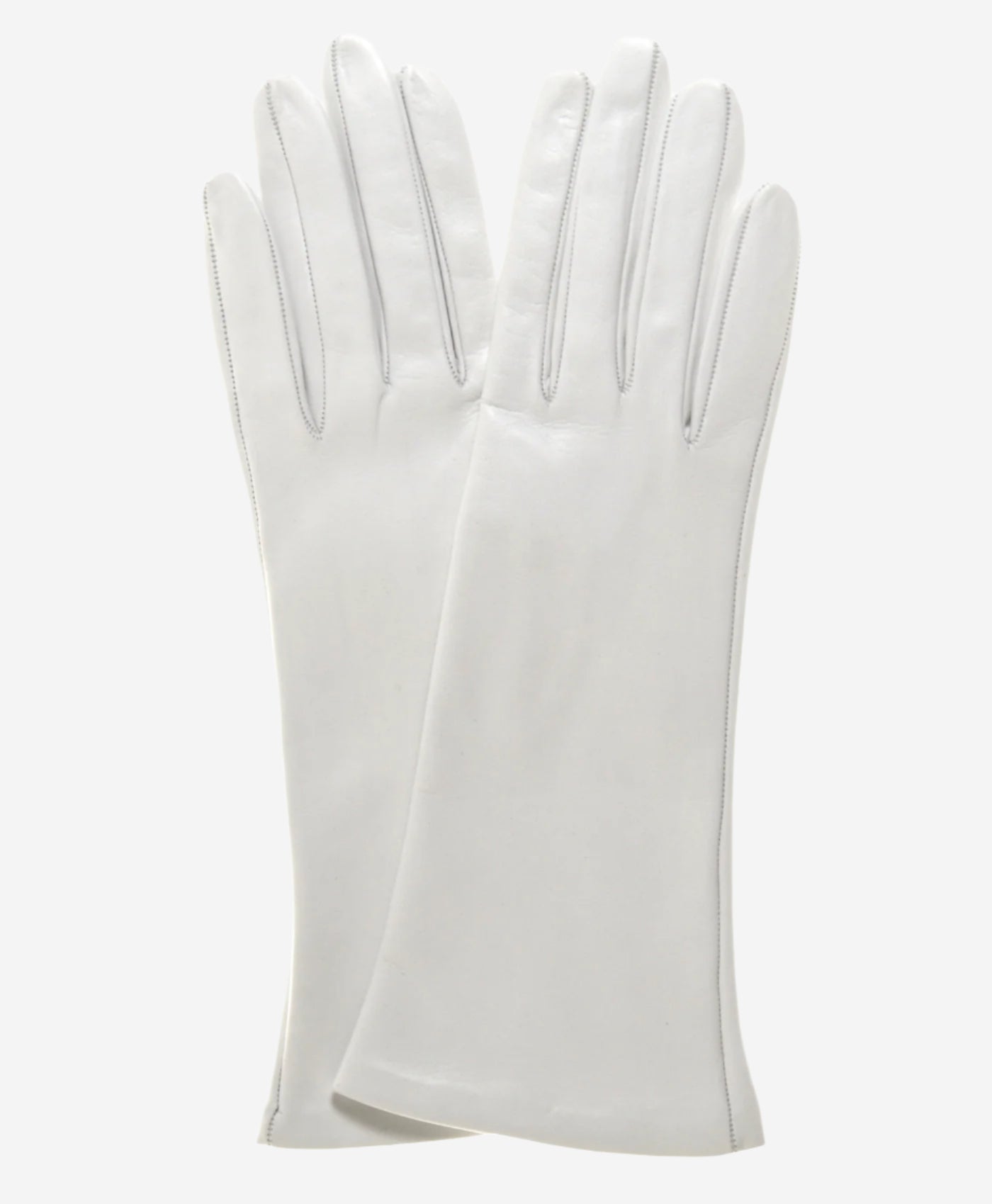 CW01W4 (ivory) - Italian Silk Lined 4-Button Length White Leather Bridal Gloves — photo 1 of 7