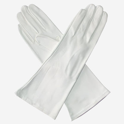 CW01W4 (white) - Italian Silk Lined 4-Button Length White Leather Bridal Gloves — photo 1 of 8
