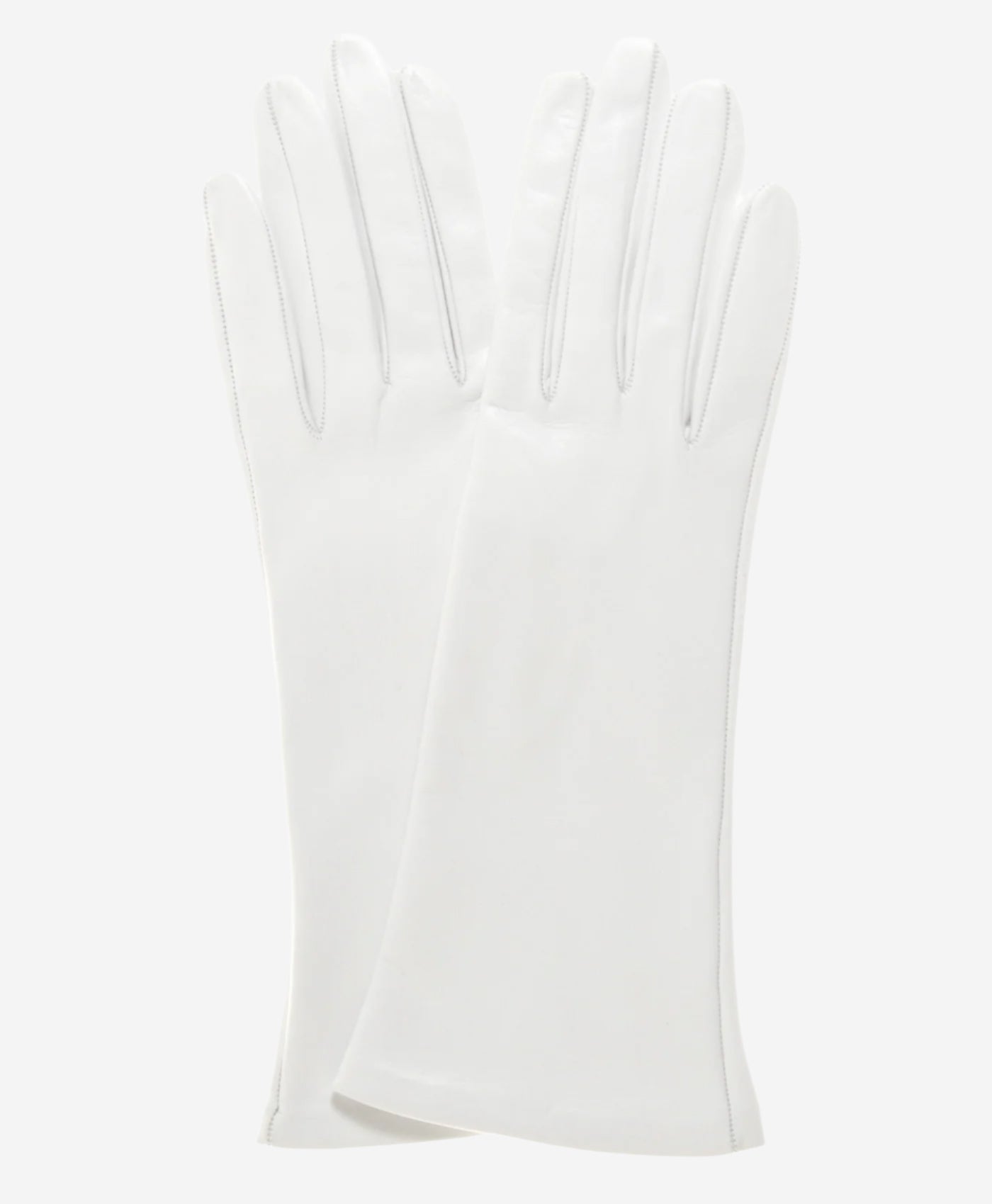 CW01W4 (white) - Italian Silk Lined 4-Button Length White Leather Bridal Gloves — photo 2 of 8