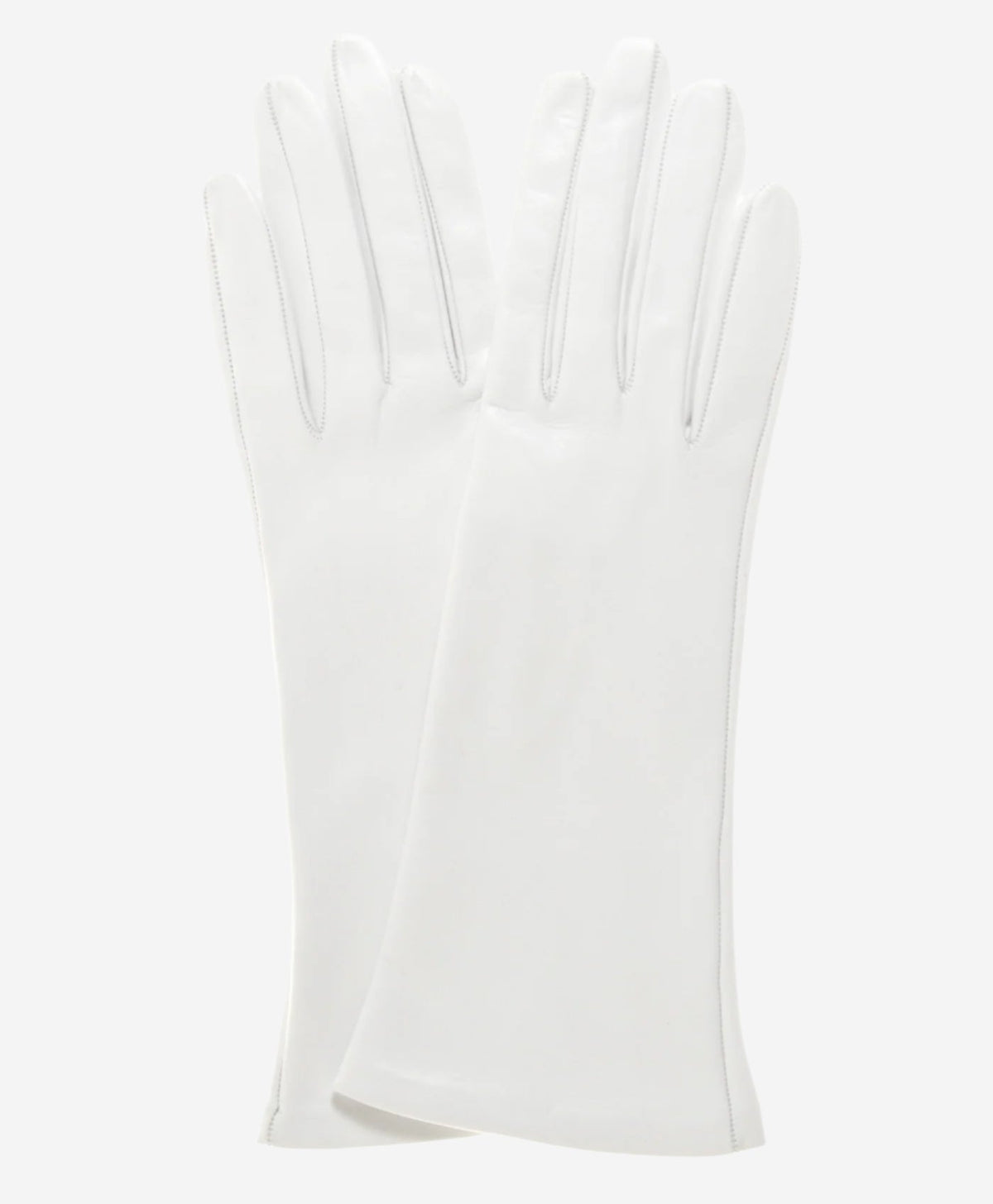 CW01W4 (white) - Italian Silk Lined 4-Button Length White Leather Bridal Gloves — photo 2 of 8