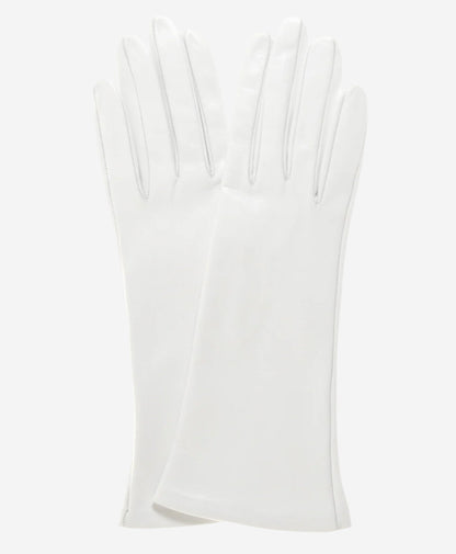CW01W4 (white) - Italian Silk Lined 4-Button Length White Leather Bridal Gloves — photo 2 of 8