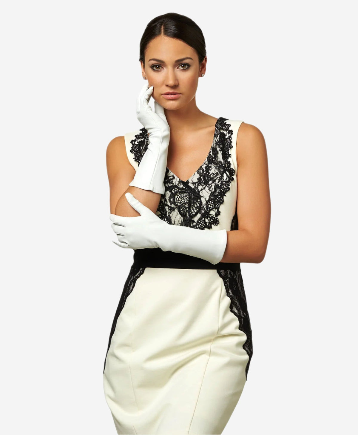 Angelina (ivory) - Italian silk lined 6-button length leather bridal / opera gloves — photo 3 of 9
