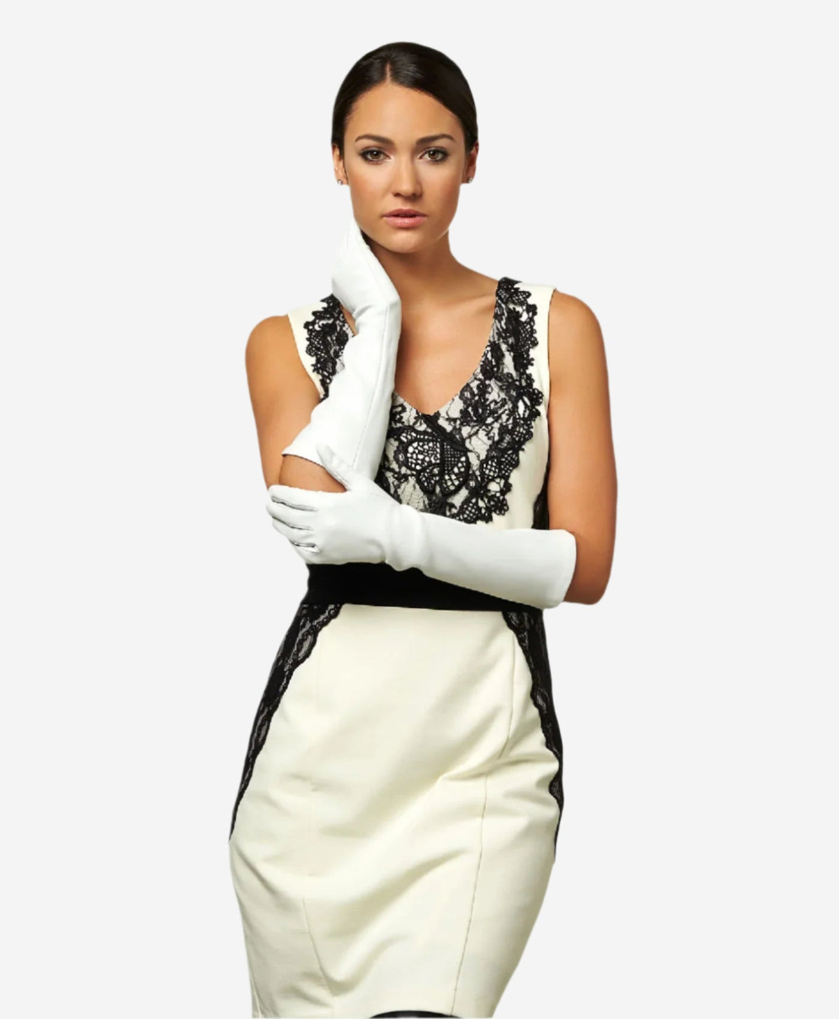 Angelina (ivory) - Italian silk lined 8-button length leather bridal / opera gloves — photo 3 of 9
