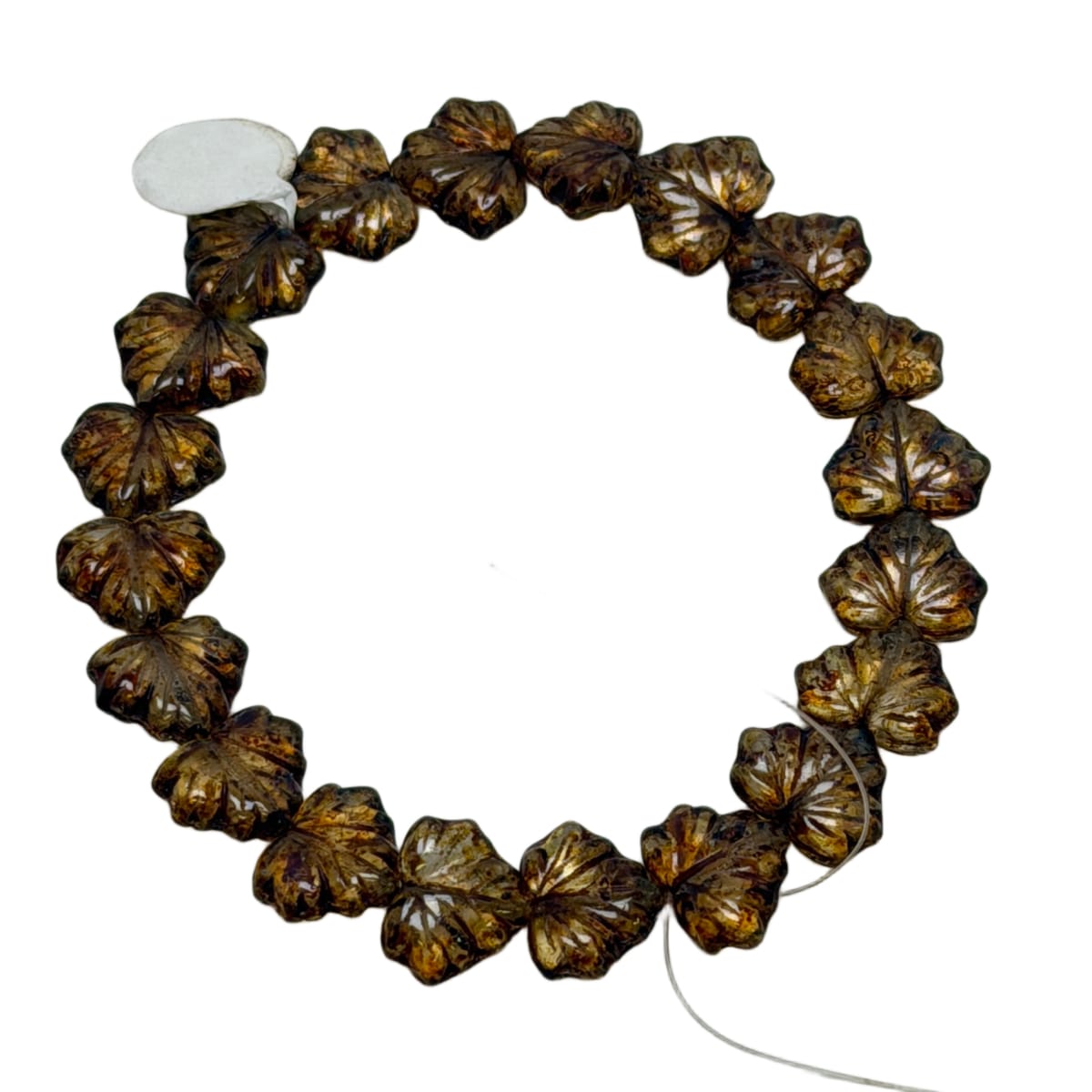 Czech Glass Leaf Beads 13x11mm Bronze Amber - 20 Beads per Strand