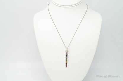 Vintage Multi Gemstone Sterling Silver Necklace