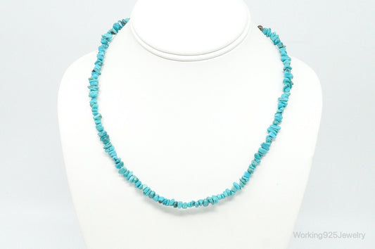 Vintage Native American Shop QT Turquoise Sterling Silver Bead Necklace — photo 1 of 10