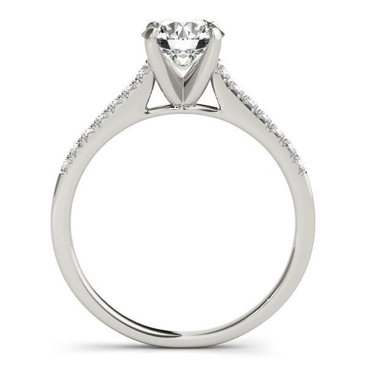 14k White Gold Single Row Scalloped Set Diamond Engagement Ring (1 1/8 cttw) — photo 2 of 4