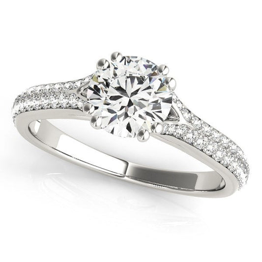 14k White Gold Double Prong Multirow Band Diamond Engagement Ring (1 1/8 cttw) — photo 1 of 4