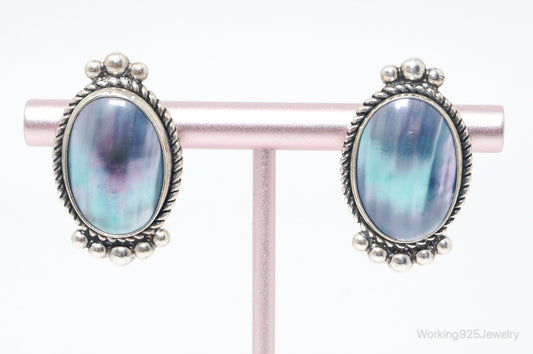 Vintage Navajo Native American QT Quoc Blue Sterling Silver Earrings — photo 1 of 7