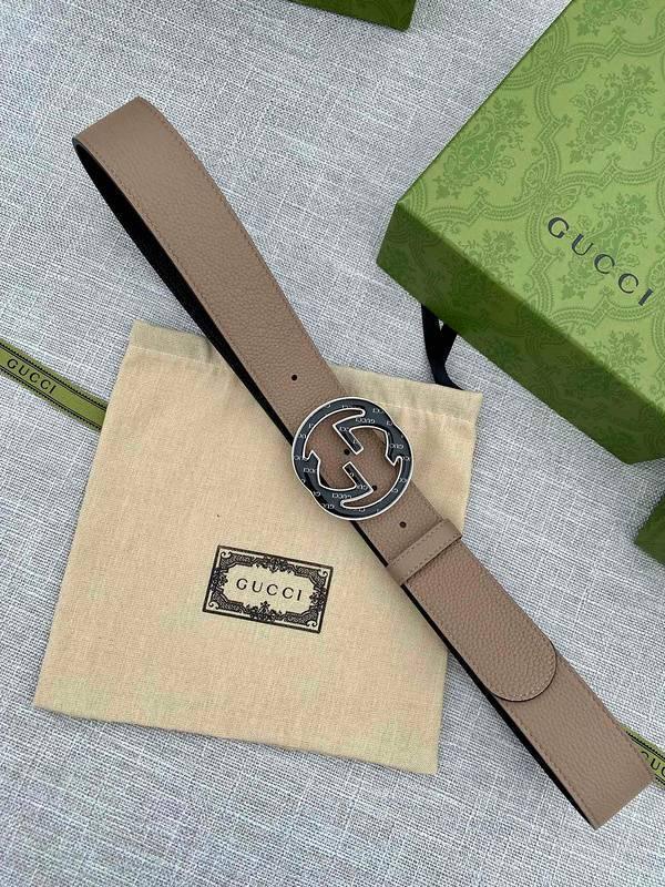 GUCCI Embellished coated-canvas and leather belt 'Beige'