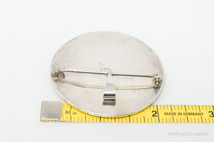 Vintage Taxco POM Mexican Brass Abstract Sterling Silver Brooch Pin Pendant