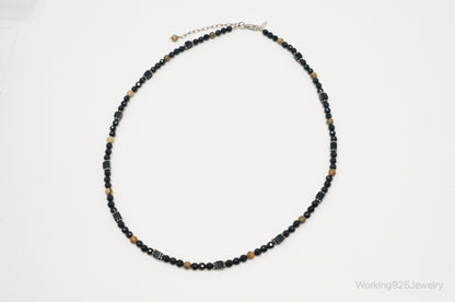 Designer SAJEN Black Onyx Jasper Beads Sterling Silver Necklace