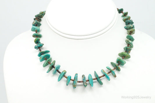 Vintage Native American Turquoise Porcupine Quill Sterling Silver Necklace — photo 1 of 9