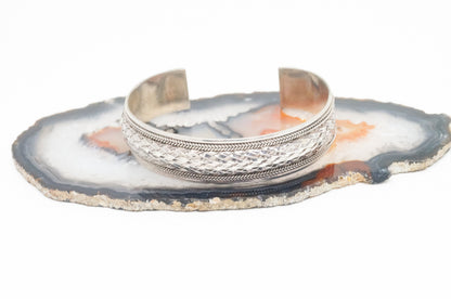 Vintage Designer FAS Basket Weave Braid Sterling Silver Southwestern Bracelet