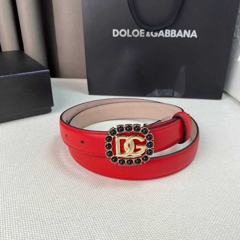 Dolce Gabbana Women Calfskin belt with bejeweled DG logo 'Red'