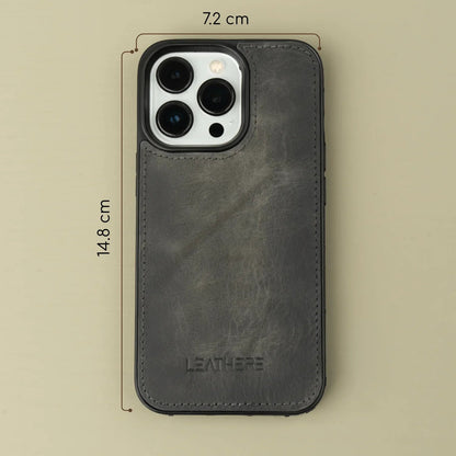 iPhone 16 Series Grey Leather Wallet Case - New York