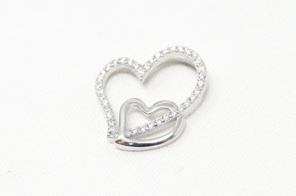 Vintage Open Hearts Collection CZ Sterling Silver Necklace Pendant