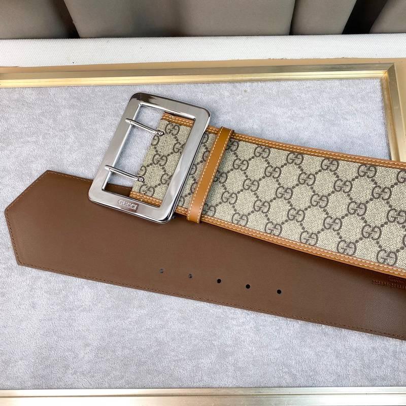 GUCCI Embellished coated-canvas and leather Women belt 'Beige'