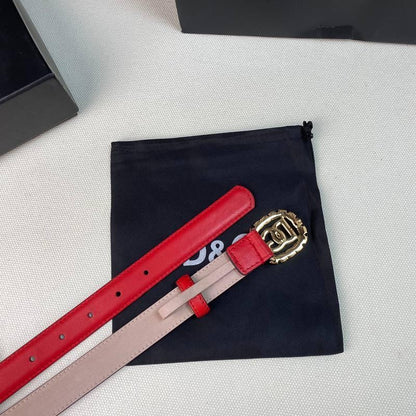 Dolce Gabbana Women Calfskin belt with bejeweled DG logo 'Red'