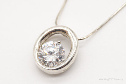 Vintage Large Cubic Zirconia DQCZ Sterling Silver Necklace