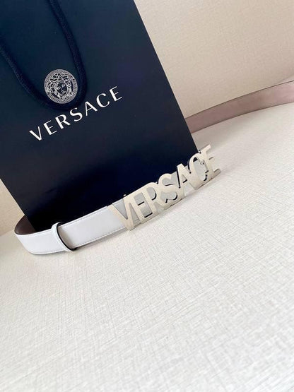 Versace Women's Leather Logo Decorated Buckle Belt