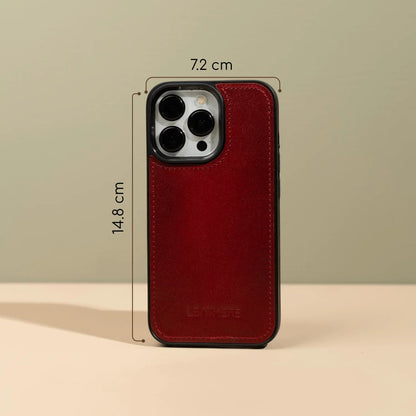 iPhone 16 Series Red Leather Wallet Case - New York