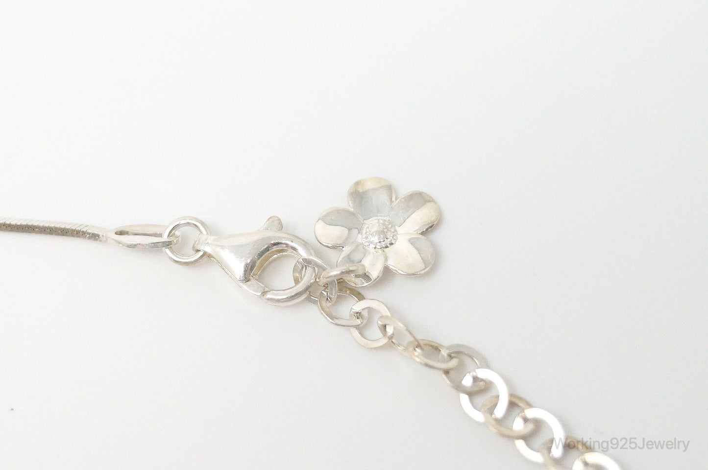 Vintage Italian Designer Paola Valentini Flowers Bib Sterling Silver Necklace