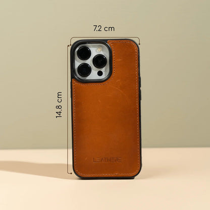 iPhone 16 Series Rustic Brown Leather Wallet Case - New York