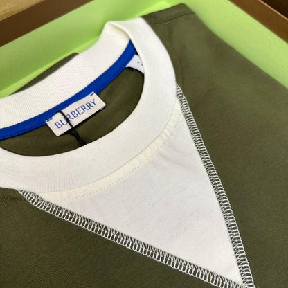 Burberry Green & White T-Shirt Without Collar - Premium Cotton Comfort