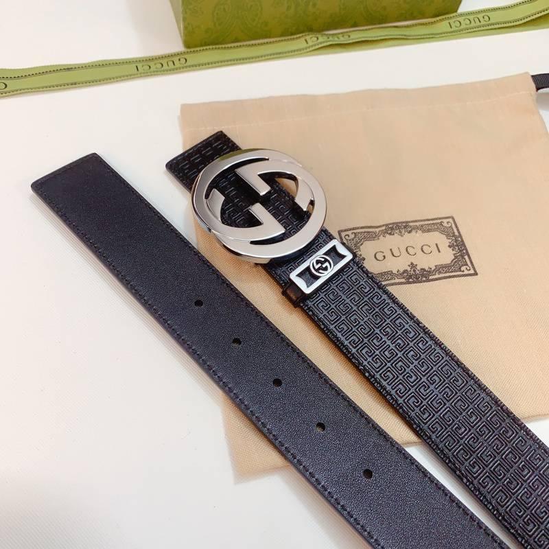 GUCCI Embellished coated-canvas and leather belt 'Black'