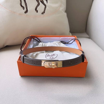 Hermes Men Gold Buckle Belt 'Grey'